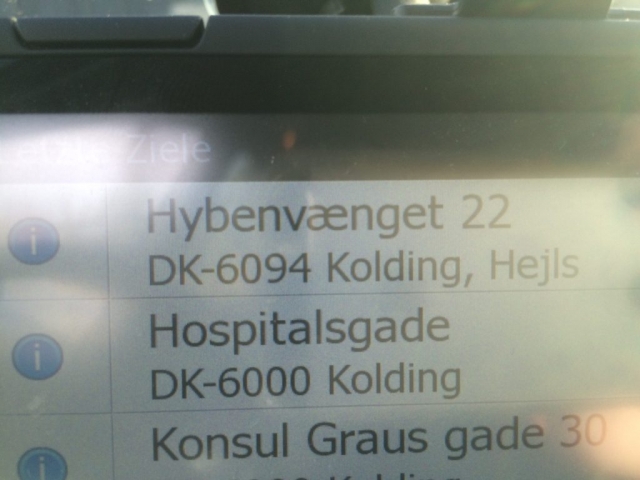 Angefahrene Ziele inklusive der Anschrift unseres damaligen Ferienhauses