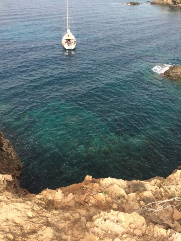 Blick auf eine Bucht in der Nähe von Cala d`Hort