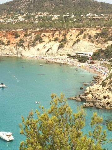 Blick von oben auf den Strand Cala d'Hort