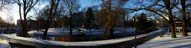 Panorama von einem Park mitten in der Stadt