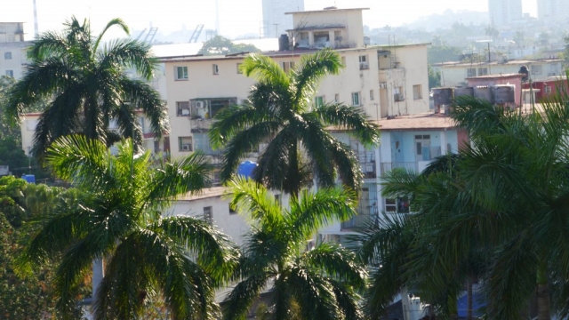 Zoomblick aus dem Hotelfenster